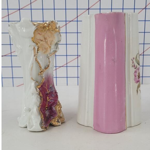 Coquette Pink Gilded Vase Pitcher Lot Romantic Cottagecore Vintage Shabby Chic - Picture 5 of 12